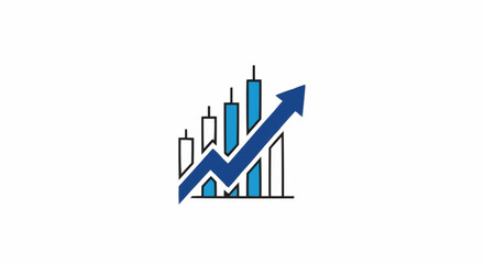Financial Growth Chart with Upward Arrow and Candlestick Bars.