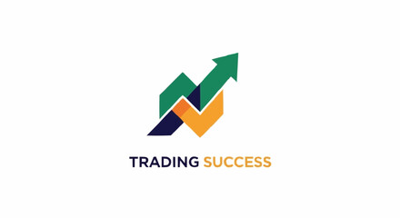 Trading Success Logo with Upward Arrows in Green, Orange, and Blue.