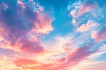Obraz premium Vivid Sky with Pink and Orange Clouds During Sunset or Sunrise for Backgrounds