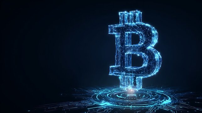 Digital Cryptocurrency Symbol on Circuit Board Blockchain Finance Technology