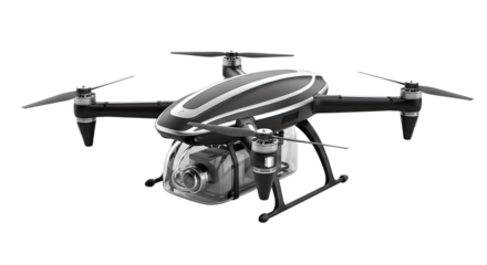 Modern drone with camera and propellers Isolated on transparent background, png