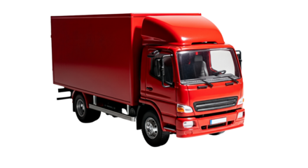 Red toy Delivery Truck Isolated on transparent background, png