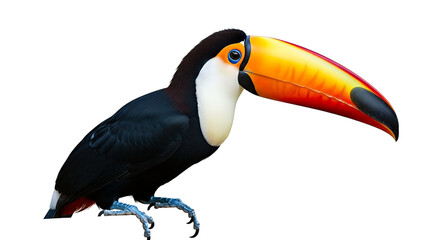 Naklejka premium Toucan Bird with Large Orange Beak Isolated on transparent background, png
