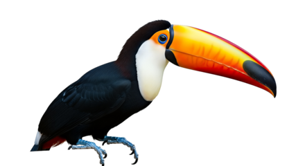 Toucan Bird with Large Orange Beak Isolated on transparent background, png