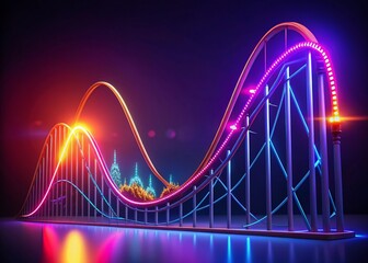 Fototapeta premium 3D Glowing Rollercoaster Graph: Visualizing Narrative Arc