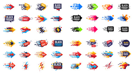 Dynamic Motion Icons Set for Black Friday Vector Design