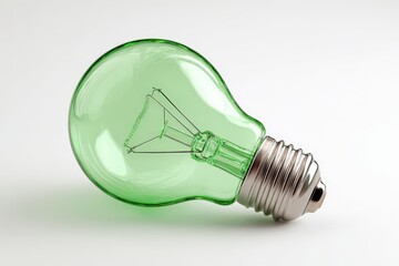 A 3D render of a glowing green lightbulb. Isolated on a plain white background. Represents 'idea', 'innovation', 'sustainability', or 'eco-friendly' concept.