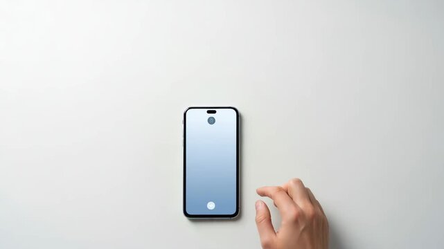 Woman tap, swipe, and scroll on white blank smart phone screen. Modern mobile app interface for personal data protection video.