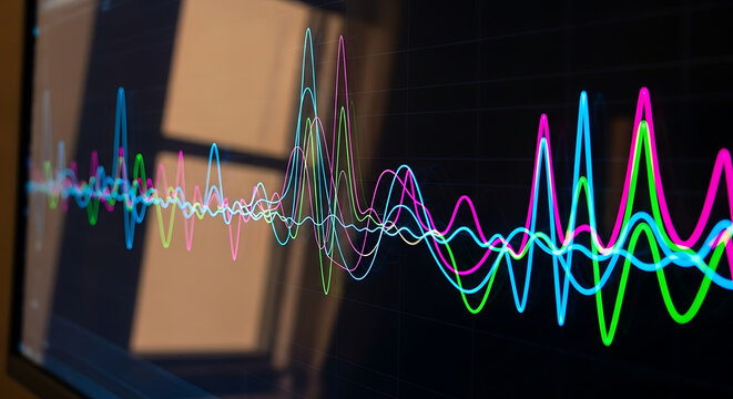 Vibrant Audio Waveforms Displayed on a Screen.