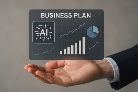 Business plan with Artificial intelligence icon concept. 