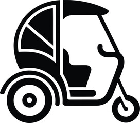 Three-Wheeler Vector &ndash; Black Line Art for City Mobility