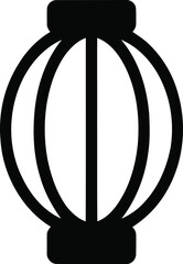 Chinese Lantern Vector &ndash; Minimalist Black Silhouette of Traditional Hanging Lamp for Festival, Cultural, and Decorative Design Projects