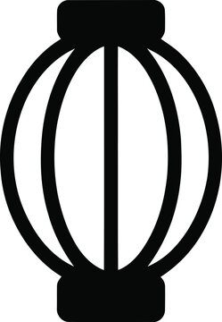 Chinese Lantern Vector &ndash; Minimalist Black Silhouette of Traditional Hanging Lamp for Festival, Cultural, and Decorative Design Projects