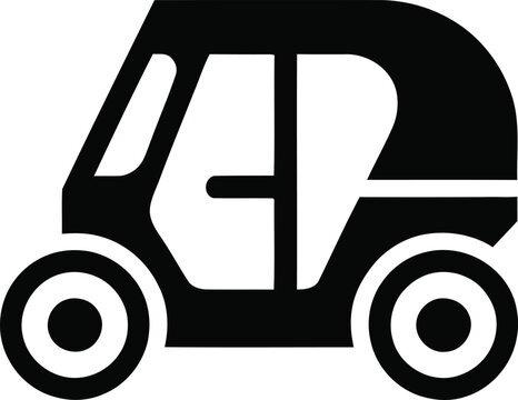Auto Rickshaw Vector &ndash; Minimalist Black Silhouette of Three-Wheeled Urban Transport for City Mobility, Local Culture, and Public Transit Design Projects