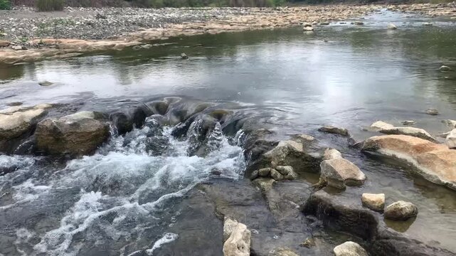 Sungai Oya, Oya river flow in Gunung Kidul region, Yogyakarta, Indonesia during dry season.