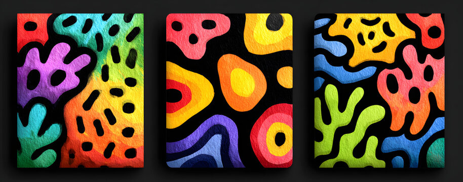 Set of seamless abstract hand-drawn patterns. Vector modern creative backgrounds for your design