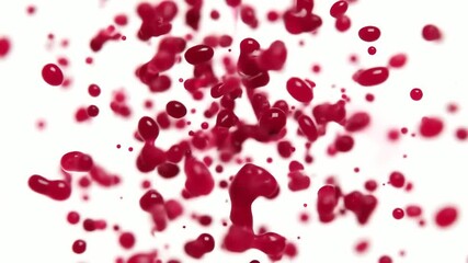 Dynamic Red Liquid Splashes Across White Background Creative Abstract. - Powered by Adobe