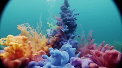 Vibrant Colored Ink Clouds Bloom in Water. - Powered by Adobe