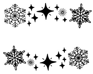 Snowflake and starlight border design in shimmering gold tones