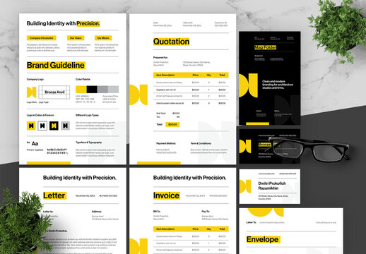 Yellow And Black Brand Guidline Architecture Service 