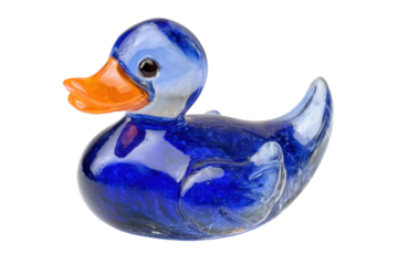 Blue Glass Duck Figurine Decoration on Isolated Background