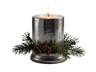 Festive Silver Candle. Generative Ai