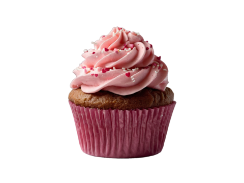 Pink Heart Cupcake. Generative Ai - Powered by Adobe