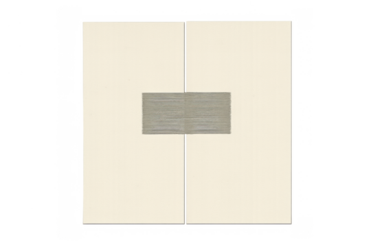 Minimalist abstract art graphic with beige geometric rectangles and gray wood texture, clean background