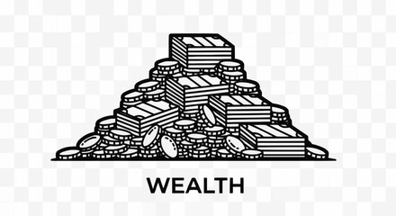 Wealth concept illustration with a huge pile of banknotes and coins. © HENI