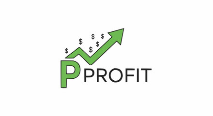 Profit Growth Concept with Green Arrow and Dollar Signs.