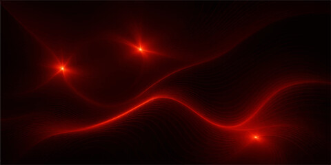 Abstract red and blue futuristic fractal background design with glowing wavy lines, motion energy, and texture