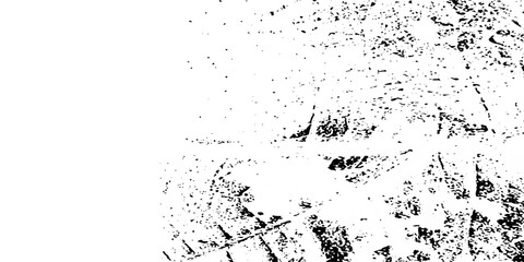 Distress urban overlay spotted concrete grain surface grainy noise rust wall grunge black splatter and white background. damaged chalk crack rough ink wall texture.	