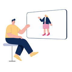new employee interviews via online meeting Illustration