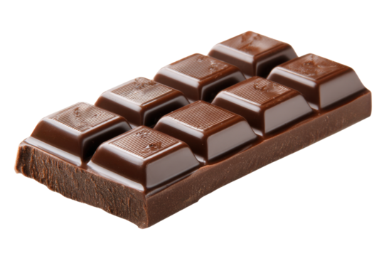 Studio Shot of Chocolate Bar Composed of Equal Pieces