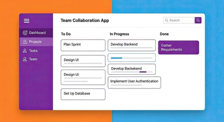 Team collaboration app dashboard interface design.