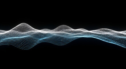 Abstract glowing particle wave on a dark background for technology innovation concept