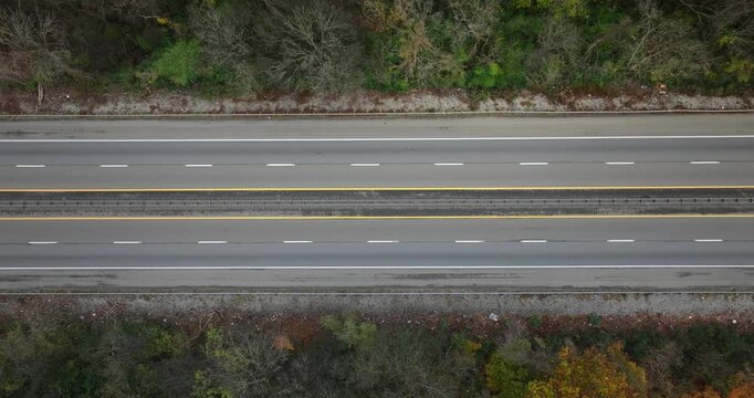 Aerial view of Interstate 40 near Kingston coal plant, Tennessee, USA