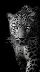 Naklejka premium Black and White Leopard Portrait