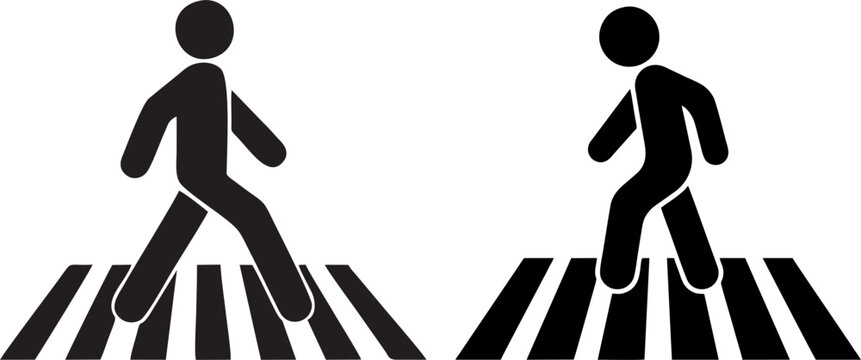Pedestrian Crossing Icon Silhouette