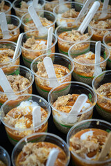 Bulk servings of breakfast chia puddings - vertical