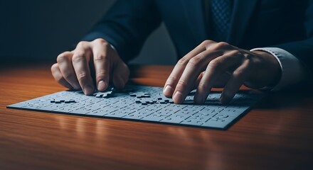 Solving business challenges one piece at a time with focused strategy and collaborative teamwork in a modern professional setting for success