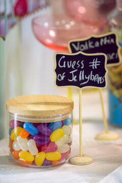 A lolly jar competition; guess the number of jellybeans?- vertical