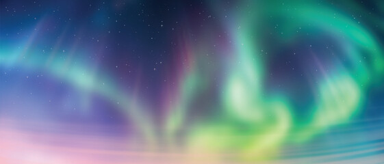 Polar lights, aurora borealis, starry sky, northern landscapes, vector illustration
