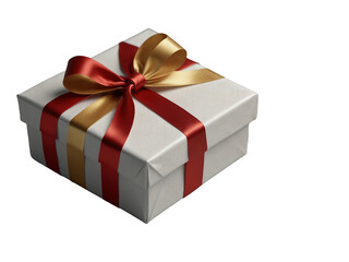 Obraz premium White Gift Box with Gold Ribbon. Generative Ai
