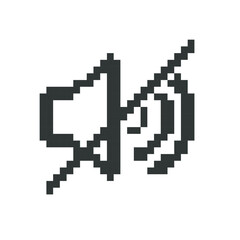silent icon pixel art, vector illustration on isolated background.