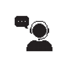 customer service icon pixel art, vector illustration on isolated background.