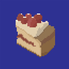 cake basket pixel art, vector illustration on isolated background.