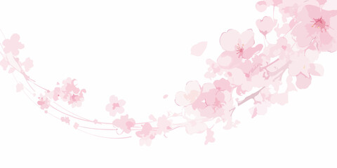 淡いピンク色の桜の花びらが舞う、春の訪れを告げるベクターイラスト。