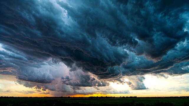 Dark clouds and lightning natural scenery