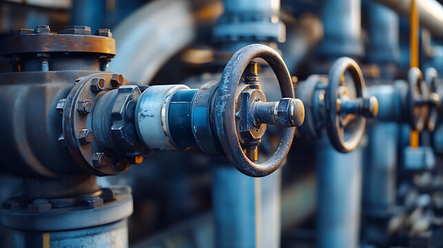 A valve is shown with a black handle. The valve is located in a pipe. The valve is made of metal